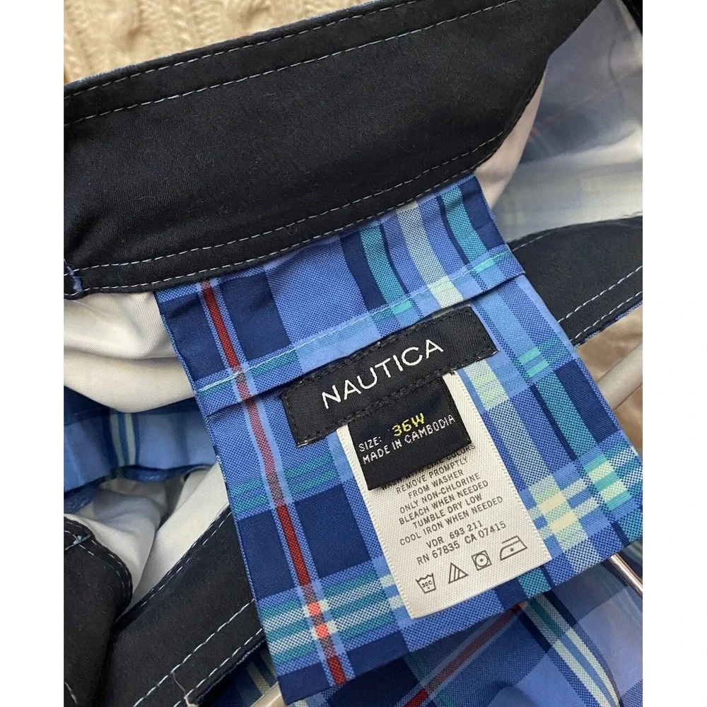 Nautica‎ Swim Trunks Mens 36 Blue Plaid Surf Board Shorts EUC